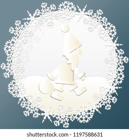 Vector of decorative Christmas frame with snowflakes and paper Santa Claus for invitation or greeting card,banner.Isolated elements.