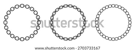 Vector decorative circular frame composed of chain. Texture chain round frame. Circle border chains silhouette. Chainlet design element. chain link vector symbol design element. Vector illustration.