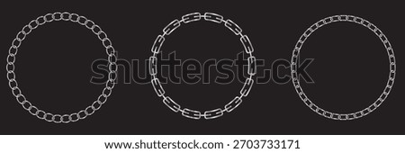 Vector decorative circular frame composed of chain. Texture chain round frame. Circle border chains silhouette. Chainlet design element. chain link vector symbol design element. Vector illustration.