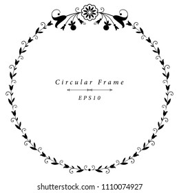 Vector decorative circular frame vintage style floral ornamental motifs: lilies and tulips