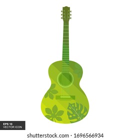 Vector decorative classical guitar shape with a white background.