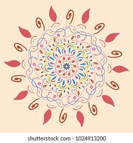 Vector decorative color circular ornament in the form of a flower