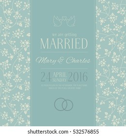 Vector decorative color wedding card with stylish tender small flowers