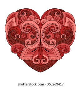Vector Decorative Colored Abstract Heart. Valentine's Day Greeting Card, Ornate Holiday Symbol