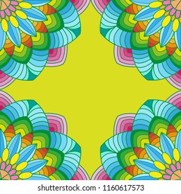 Vector decorative colorfu pridel mandala corners. abstract invitation card.template mandala desighn.Indian mandala. linear