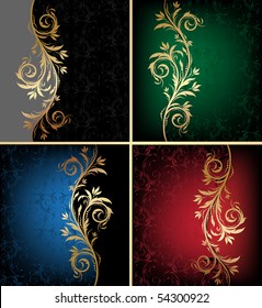 Vector decorative colorful design backgrounds with floral wave