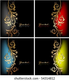 Vector decorative colorful design backgrounds with floral wave