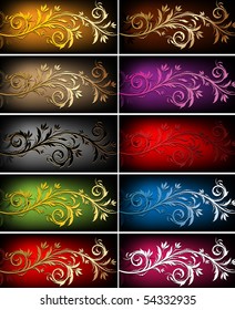 Vector decorative colorful design backgrounds with floral wave