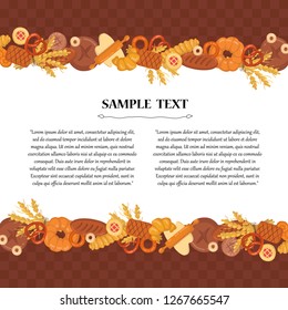 Vector decorative cover with bread. Illustration on the theme of food. Background for use in design
