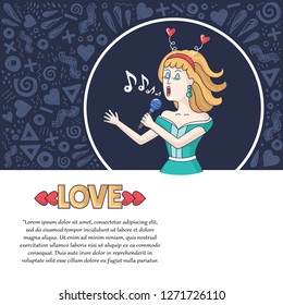 Vector decorative cover with singerl. Illustration on the theme of love, Valentine's Day