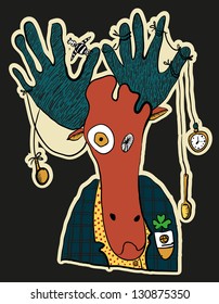 vector decorative crazy gallant elk