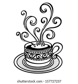 Vector Decorative Cup of Coffee with Steam