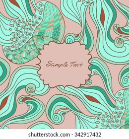 Vector decorative cute, pastel greeting card or invitation design. Place for text. Use for invitations announcements. Template wavy frame design for card