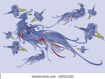 vector decorative deep blue peacock