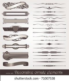 Vector decorative design elements: page decor, frames, banners & ribbons