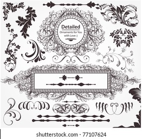 Vector decorative design elements: page decor, frames, banners & ornaments