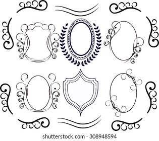 Vector decorative design elements. Set Of Calligraphic Vintage Ornate Elements For Design. Calligraphic decorative elements. Design elements, logos, identity, objects, labels, stamps and badges. 