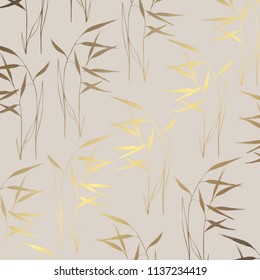 Vector decorative design with herbs with imitation gold