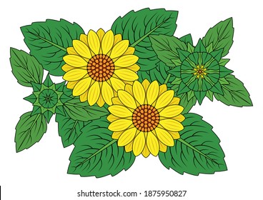 vector decorative design illustration with sunflower elements