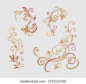 Vector decorative design Paisley, floral elements. Isolated floral design elements in ethnic Oriental style.