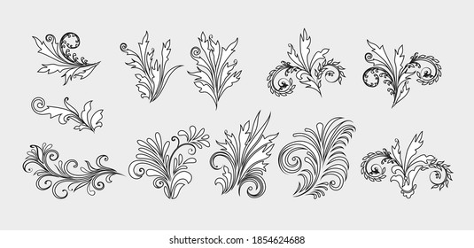 Vector decorative design Paisley, floral elements. Isolated floral design elements in ethnic Oriental style.