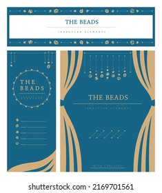 [Vector] Decorative design templates with beads and curtains for banners or covers, etc.