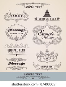 Diseño decorativo vectorial elementos tailandeses - Muchos elementos útiles para embellecer su diseño - Tai de línea - Conjunto de elementos y marcos de diseño vintage