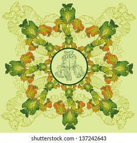 Vector decorative designs of iris flowers