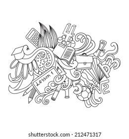 Vector decorative doodles design card Back to school