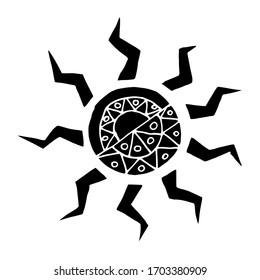 Vector decorative drawing of the sun. Nature. Sketch, illustration. 
