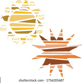 Vector decorative drawing of the sun. Nature. Sketch, illustration.