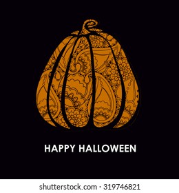 Vector Decorative Elegant Pumpkin. Ornate Halloween Decoration. Object for Banners, Posters or Flyers Using