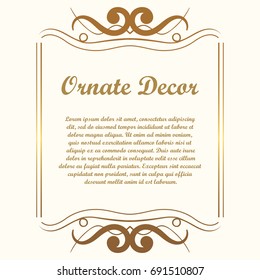 Vector decorative element for design. Frame template with place for text. Fine floral border. Lace decor. Elegant art for birthday and greeting card, wedding invitation.