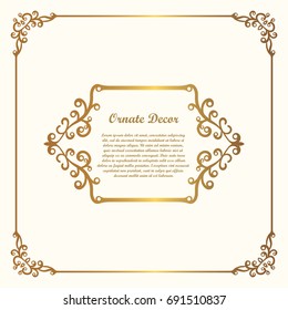 Vector decorative element for design. Frame template with place for text. Fine floral border. Lace decor. Elegant art for birthday and greeting card, wedding invitation.