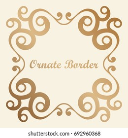 Vector decorative element for design. Frame template with place for text. Fine floral border. Lace decor. Elegant art for birthday and greeting card, wedding invitation.