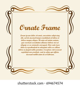 Vector decorative element for design. Frame template with place for text. Fine floral border. Lace decor. Elegant art for birthday and greeting card, wedding invitation.