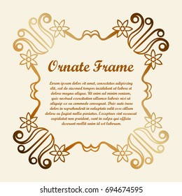 Vector decorative element for design. Frame template with place for text. Fine floral border. Lace decor. Elegant art for birthday and greeting card, wedding invitation.
