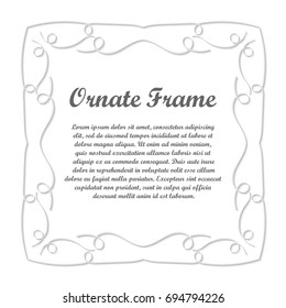 Vector decorative element for design. Frame template with place for text. Fine floral border. Lace decor. Elegant art for birthday and greeting card, wedding invitation.