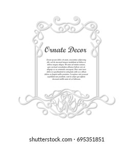 Vector decorative element for design. Frame template with place for text. Fine floral border. Lace decor. Elegant art for birthday and greeting card, wedding invitation.