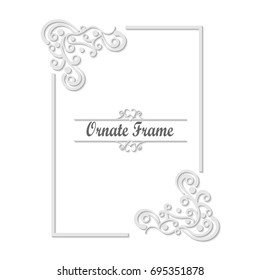 Vector decorative element for design. Frame template with place for text. Fine floral border. Lace decor. Elegant art for birthday and greeting card, wedding invitation.