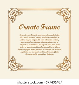 Vector decorative element for design. Frame template with place for text. Fine floral ornamental border. Lace decor. Elegant art for birthday and greeting card, wedding invitation. Ornate corners.