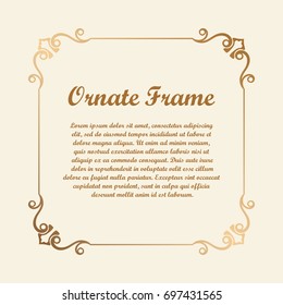 Vector decorative element for design. Frame template with place for text. Fine floral ornamental border. Lace decor. Elegant art for birthday and greeting card, wedding invitation. Ornate corners.