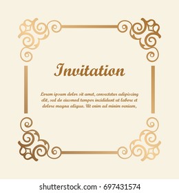 Vector decorative element for design. Frame template with place for text. Fine floral ornamental border. Lace decor. Elegant art for birthday and greeting card, wedding invitation. Ornate corners.