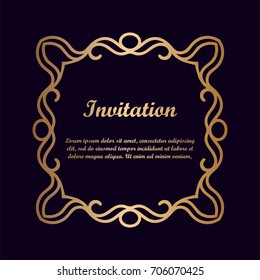 Vector decorative element for design. Frame template with place for text. Fine floral border. Lace decor. Elegant art for birthday and greeting card, wedding invitation.