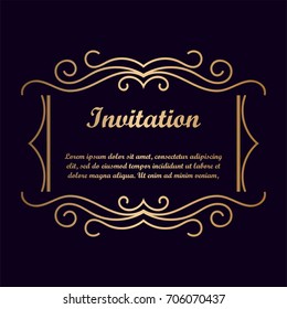 Vector decorative element for design. Frame template with place for text. Fine floral border. Lace decor. Elegant art for birthday and greeting card, wedding invitation.