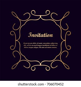 Vector decorative element for design. Frame template with place for text. Fine floral border. Lace decor. Elegant art for birthday and greeting card, wedding invitation.