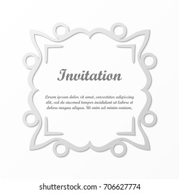 Vector decorative element for design. Frame template with place for text. Fine floral border. Lace decor. Elegant art for birthday and greeting card, wedding invitation.