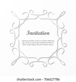 Vector decorative element for design. Frame template with place for text. Fine floral border. Lace decor. Elegant art for birthday and greeting card, wedding invitation.
