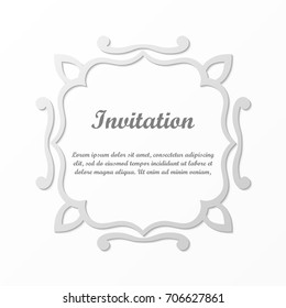 Vector decorative element for design. Frame template with place for text. Fine floral border. Lace decor. Elegant art for birthday and greeting card, wedding invitation.