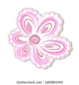 Vector decorative element, flower in pastel colors, pink, close-up, sticker, element for the design of children's books, wedding and greeting cards.